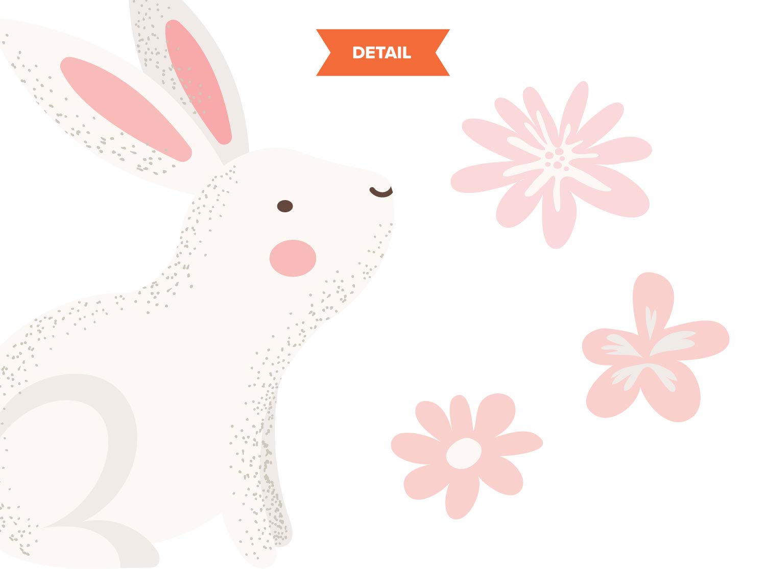 Sunny Decals Cute Bunny Rabbits And Flowers Removable Fabric Wall Stickers (Set Of 7 Bunnies And 24 Flowers, Multicolor)