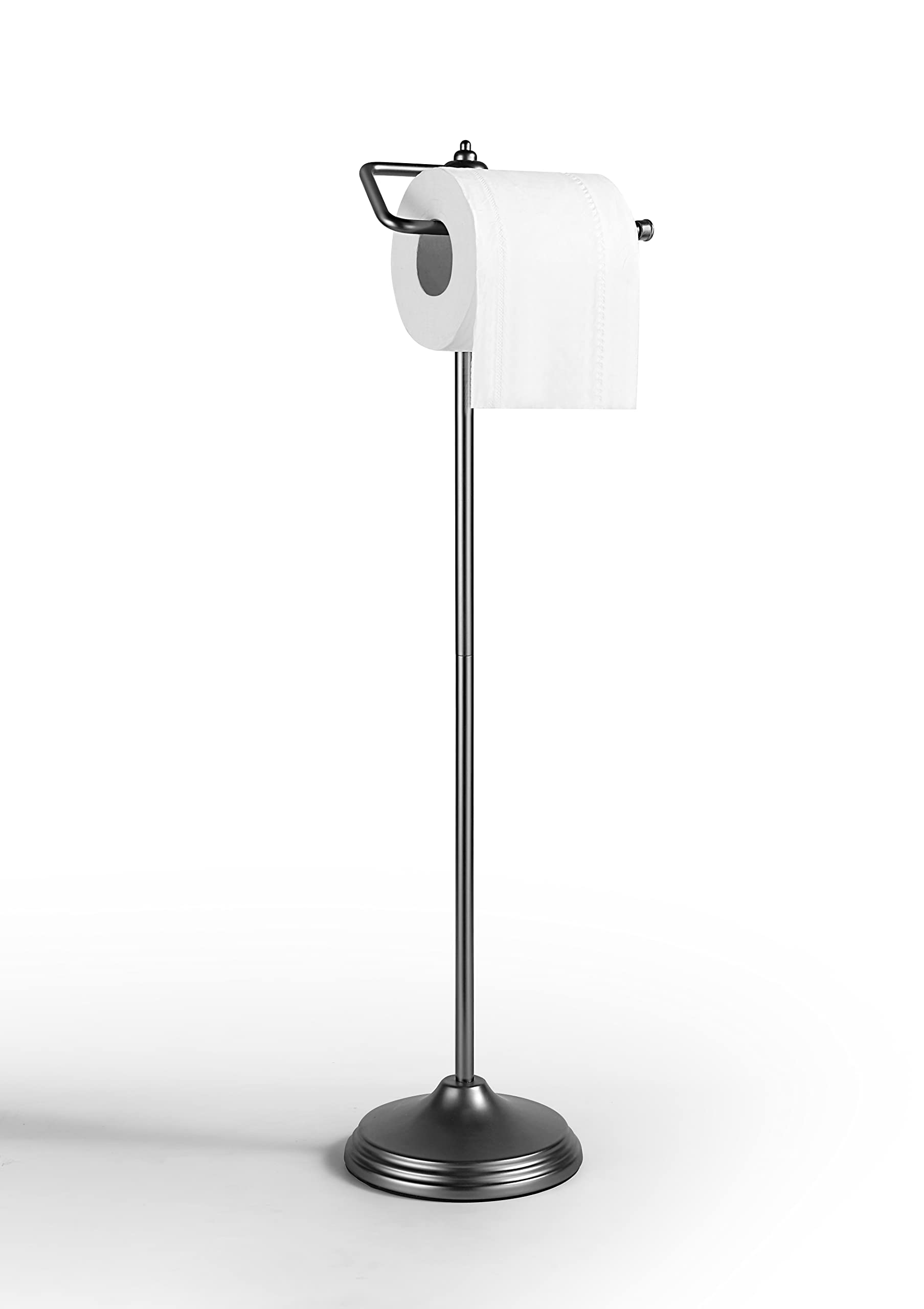 Sunnypoint Bathroom Free Standing Toilet Tissue Paper Roll Holder Stand With Reserve Function (Black Nickel)