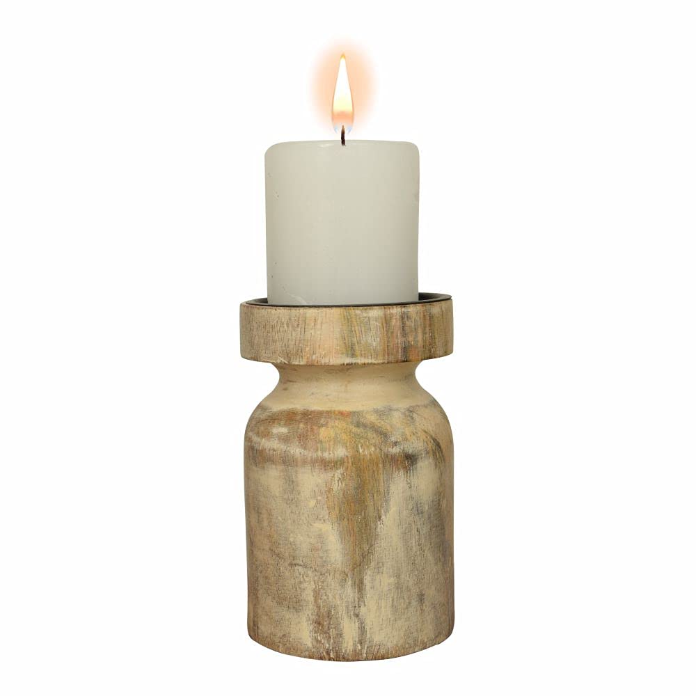 Papeer Humra Wooden Candle Stand/Holder for Christmas Home Dcor Tealight Diya Holder Mango Wood with Free Candle