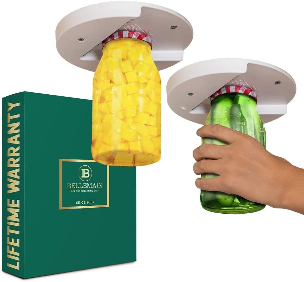 Bellemain Under Cabinet Jar Opener, 2-Pack, Premium Lid Gripper And Opener For Jars & Bottles, Ideal For Weak Grip & Seniors, Ez
