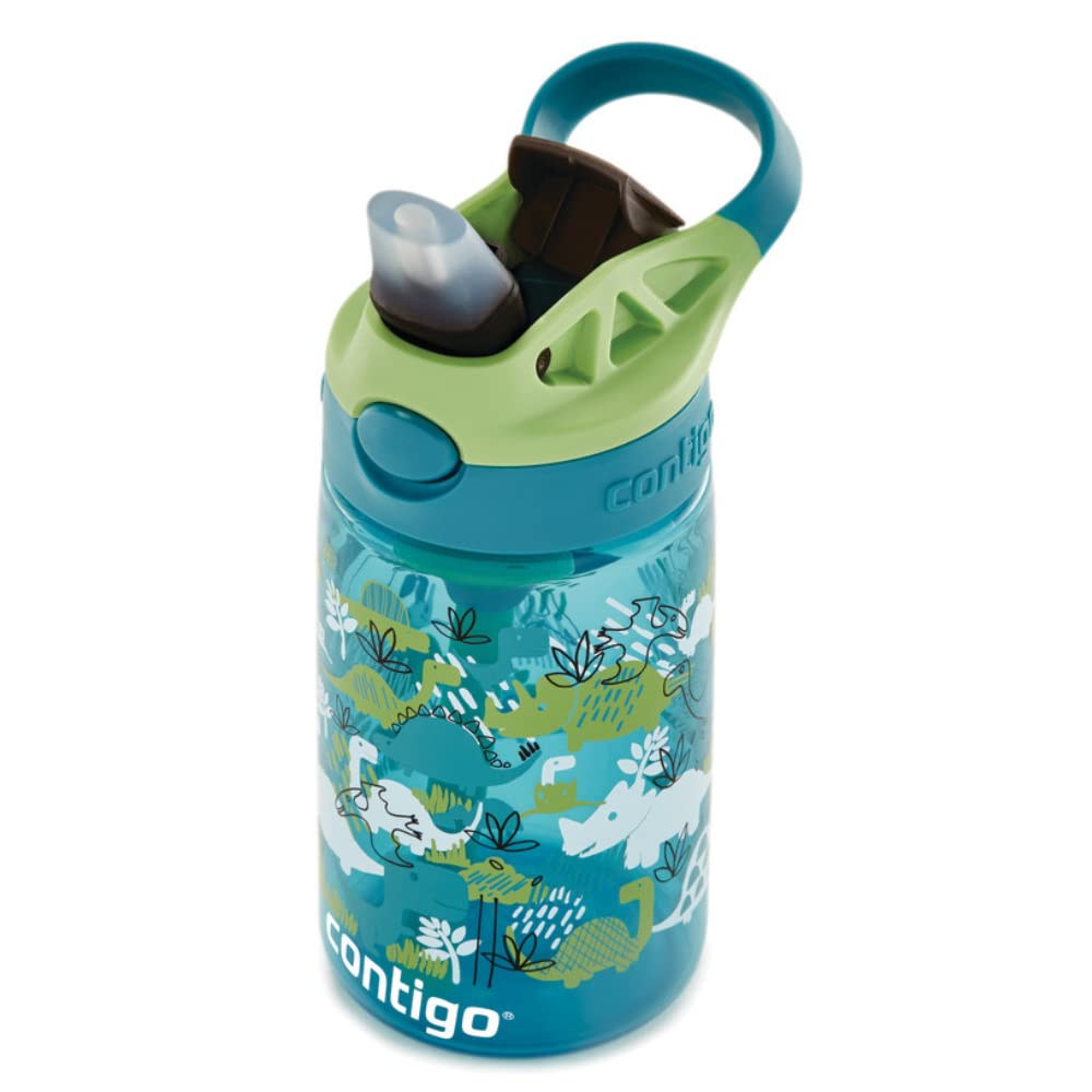 Contigo Kids Straw Water Bottle With Autospout Lid, 14Oz., Dinos