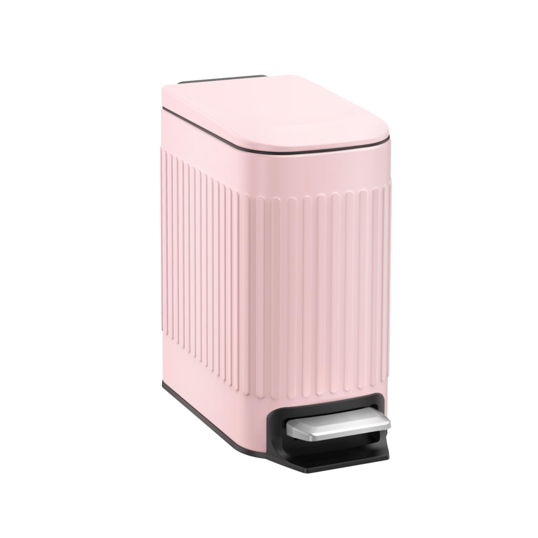 Trashaid Pink Bathroom Trash Can, 1.6 Gallon Stainless Steel Small Garbage Can With Lid, Step Pedal, Cute Wastebasket For Bathro