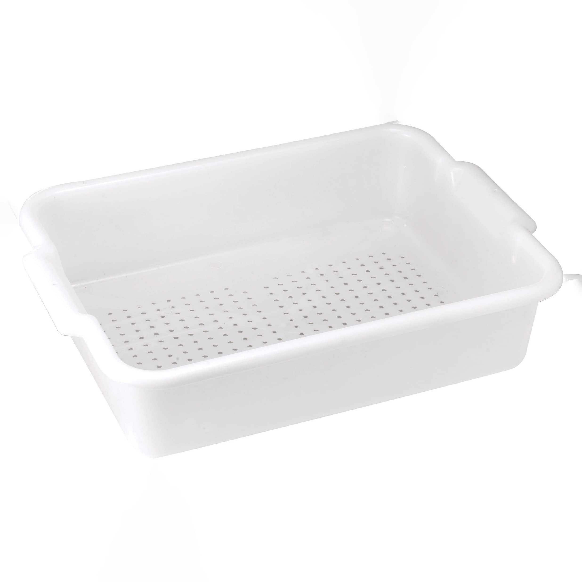 Winco Perforated Bus Box Dish Tub For Restaurants, White
