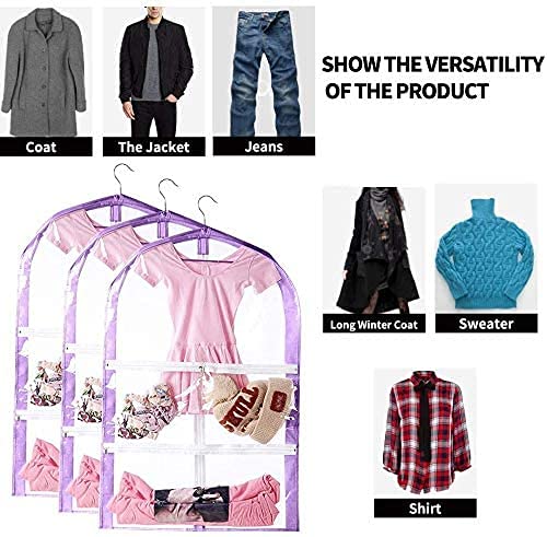 Clear Kids Dance Costume Garment Bag,3 Pack Garment Bags For Hanging Clothes,Garment Bag For Travel Storage,Dress Up Storage Bag