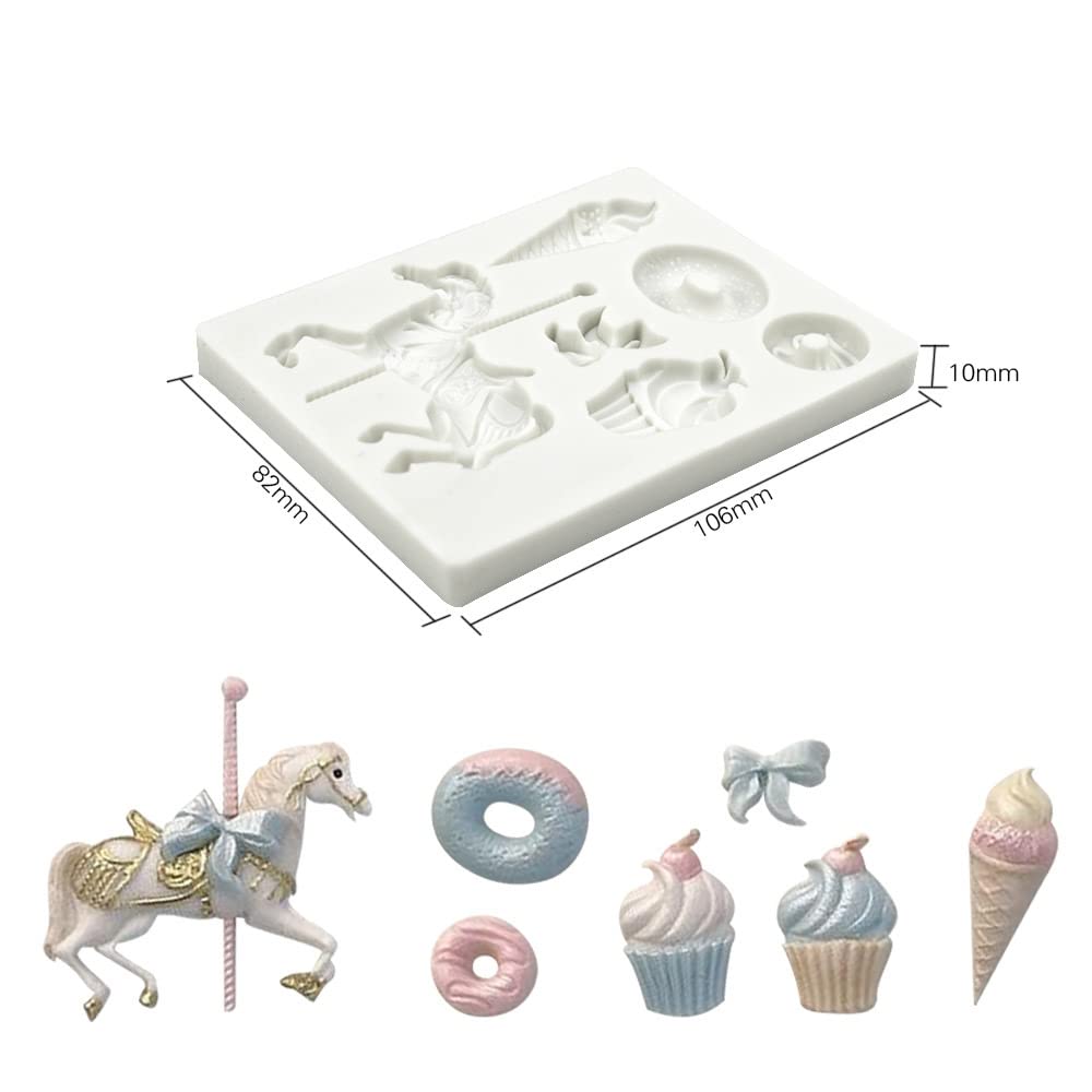 3D Carousel Horse Silicone Molds For Diy Fondant Candy Making Chocolate Mold Desserts Ice Cube Gum Clay Biscuit Plaster Resin Cu