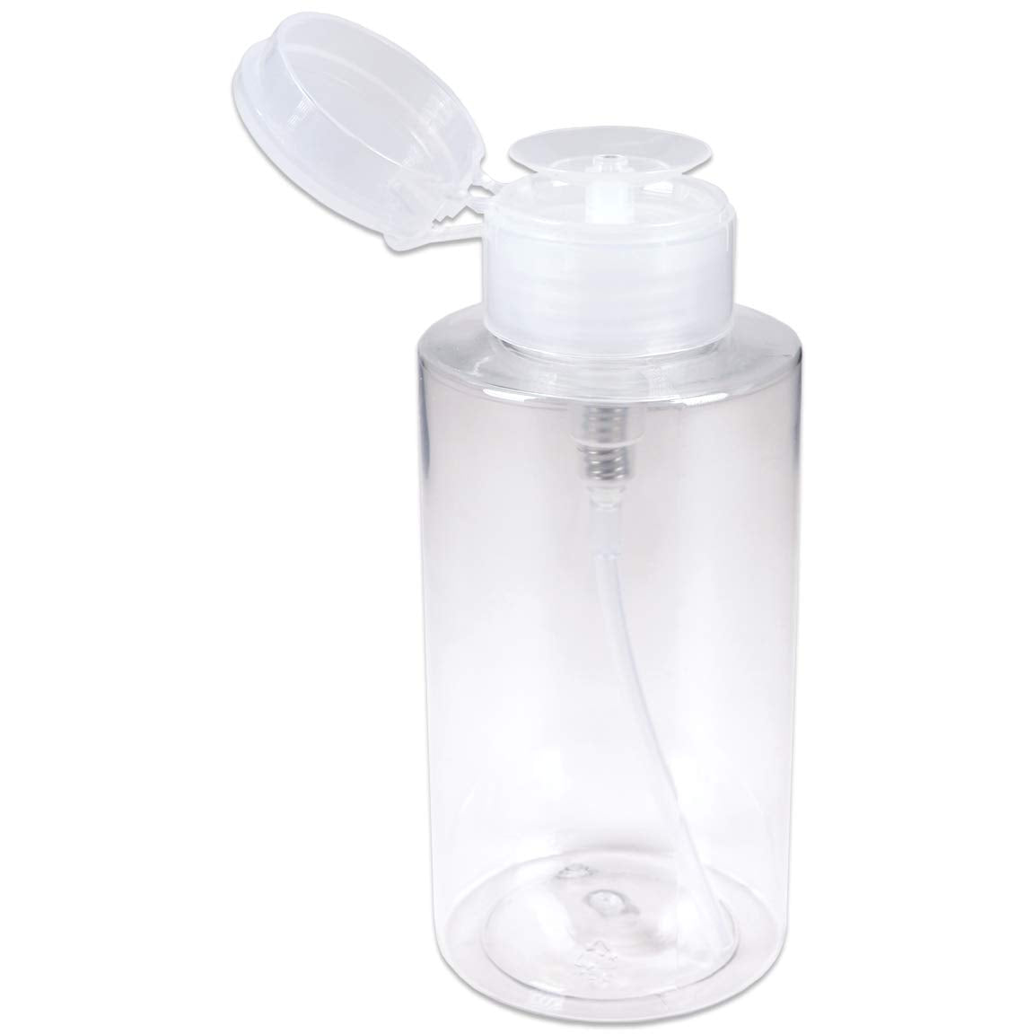 10Oz Clear Push Down Pump Dispenser Empty Refillerble Bottle With Flip Top Cap - For Nail Polish, Travel, Cosmetics Packaging