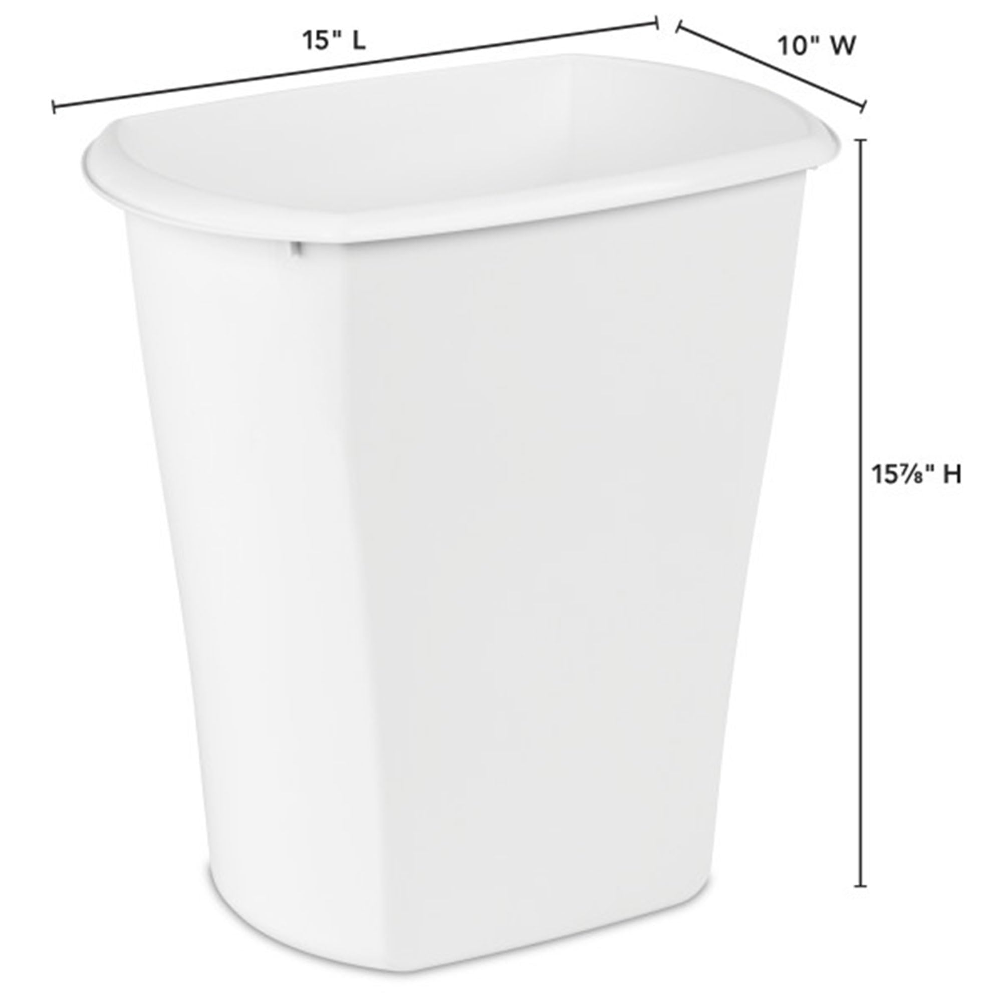 Sterilite 5.5 Gallon Rectangular Wastebasket, Open-Top, Medium Sized Trash Can For The Bathroom, Bedroom, Or Office, White, 6-Pa