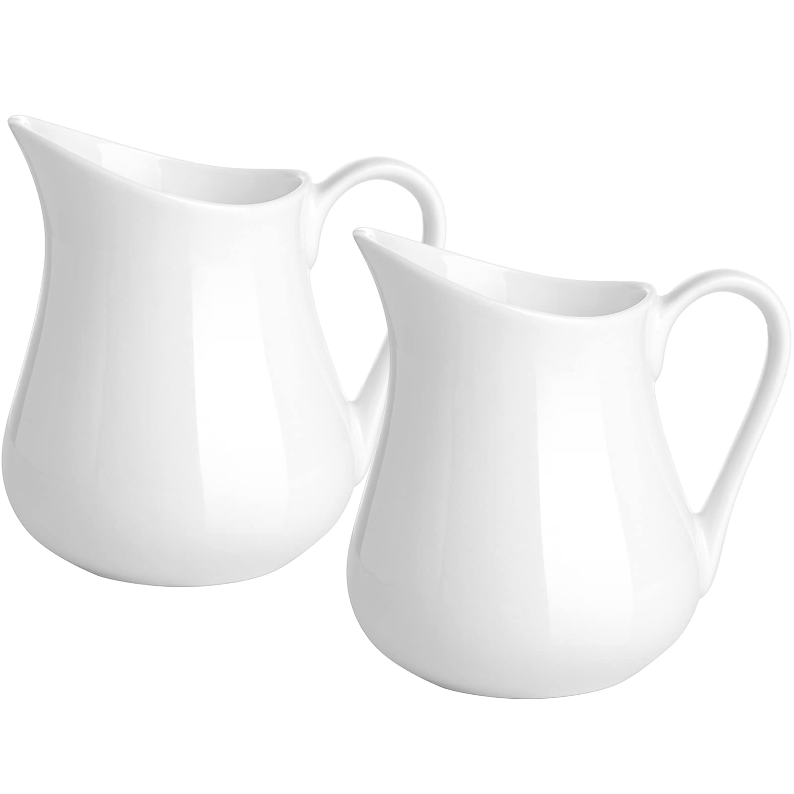 Gurygo 2 Pack 4 Oz Classic White Creamer With Handle - Small Creamer Pitcher Set - Fine Porcelain Small Milk Pitcher - Ceramic C