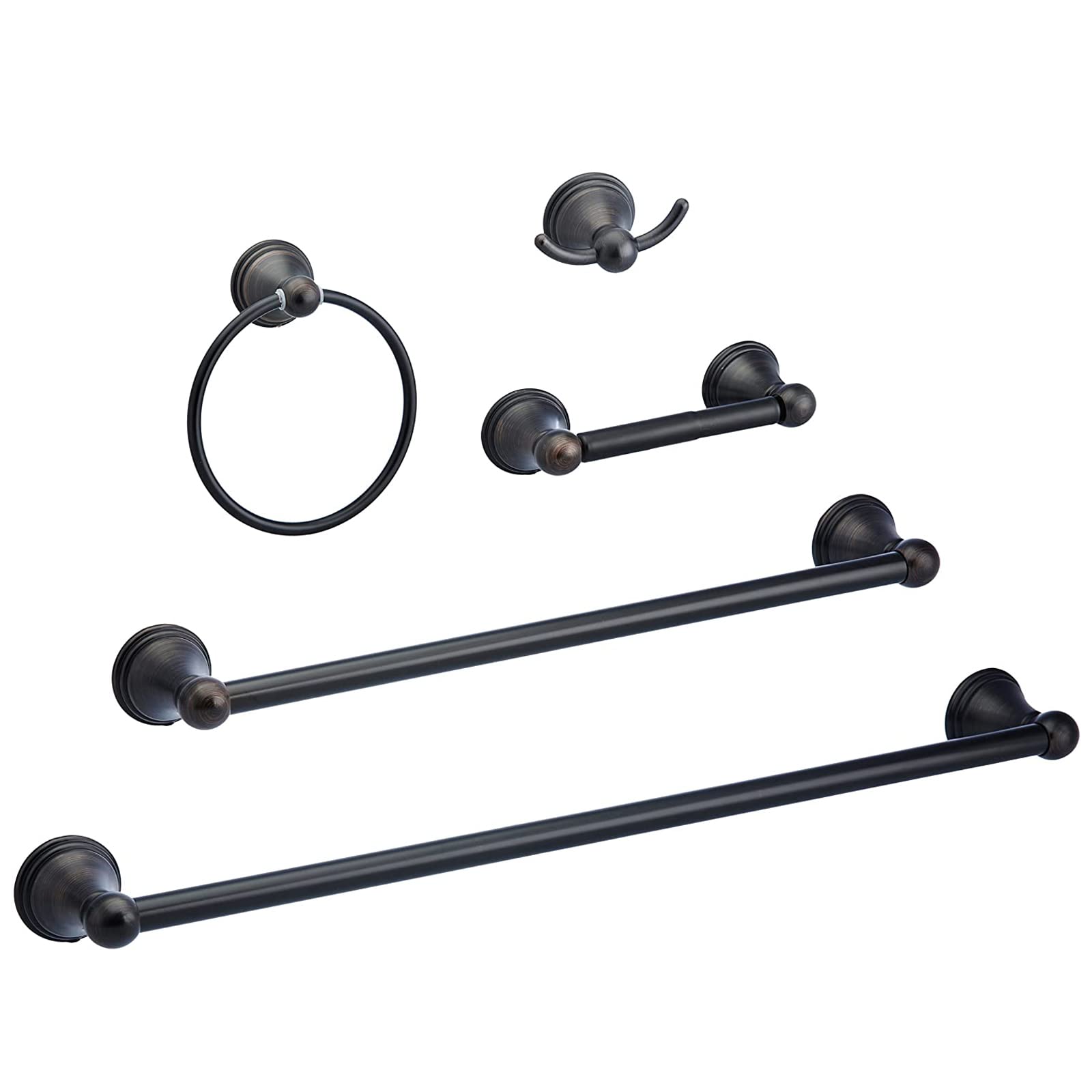 Amazon Basics Ab-Br817-Or Modern Bathroom Accessories Towel Holder, Set Of 5,8 Sets, 5 Piece, Oil Rubbed Bronze