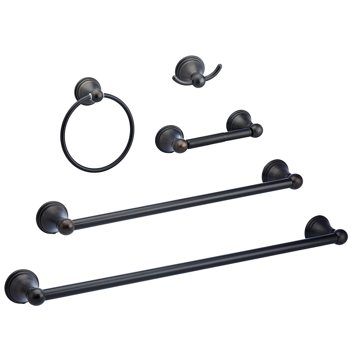 Amazon Basics Ab-Br817-Or Modern Bathroom Accessories Towel Holder, Set Of 5,8 Sets, 5 Piece, Oil Rubbed Bronze