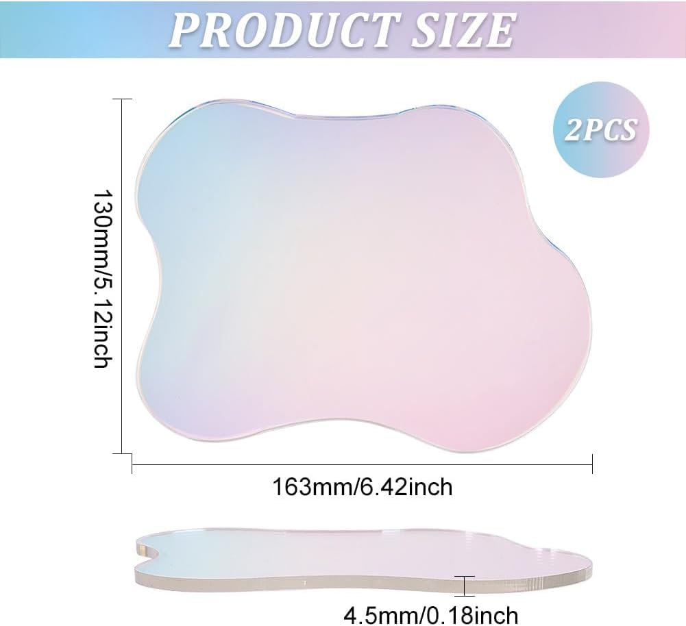 FINGERINSPIRE 2Pcs Cloud Shaped Acrylic Coaster 5.1x6.4inch Clear Iridescent Irregular Coaster Creative Decorative Plate Coaster for Kitchen Counter  Dresser  Office Desk