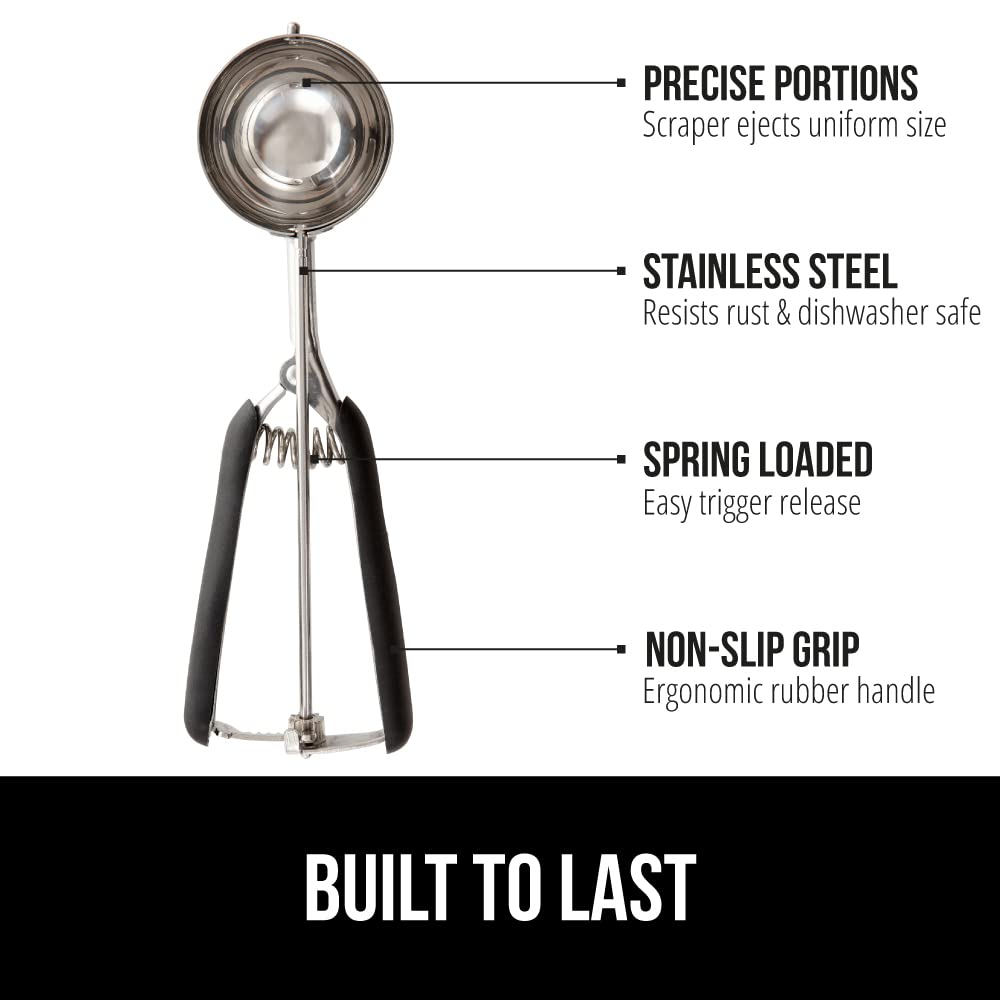 Gorilla Grip Stainless Steel Multipurpose Bpa-Free Spring Scoop, 2 Tbsp, Melon Ballers, Cookie Dough Scoops, Perfect Portion Siz