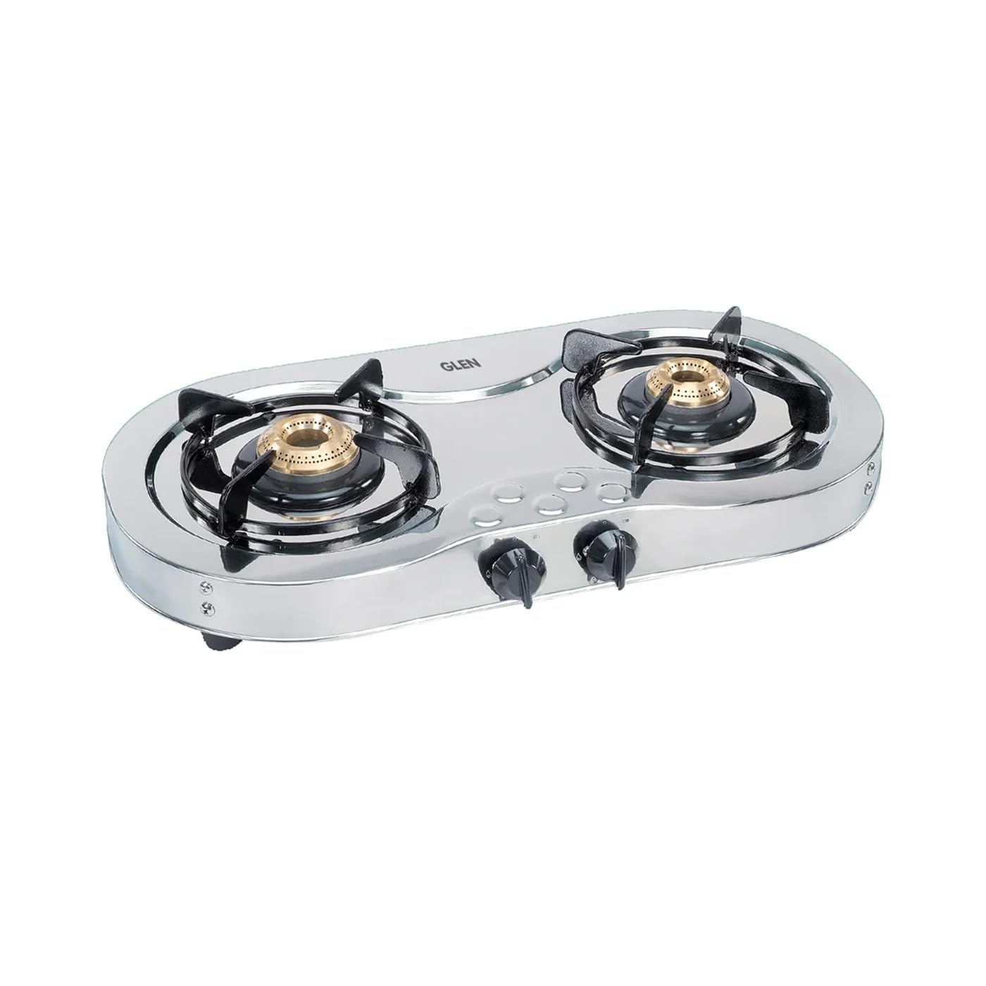 Glen Gas Stove 2 Burner Stainless Steel Lpg Gas Stoves 62 Cm | Brass Burners | Isi Certified | Manual Ignition | 2Year Warranty