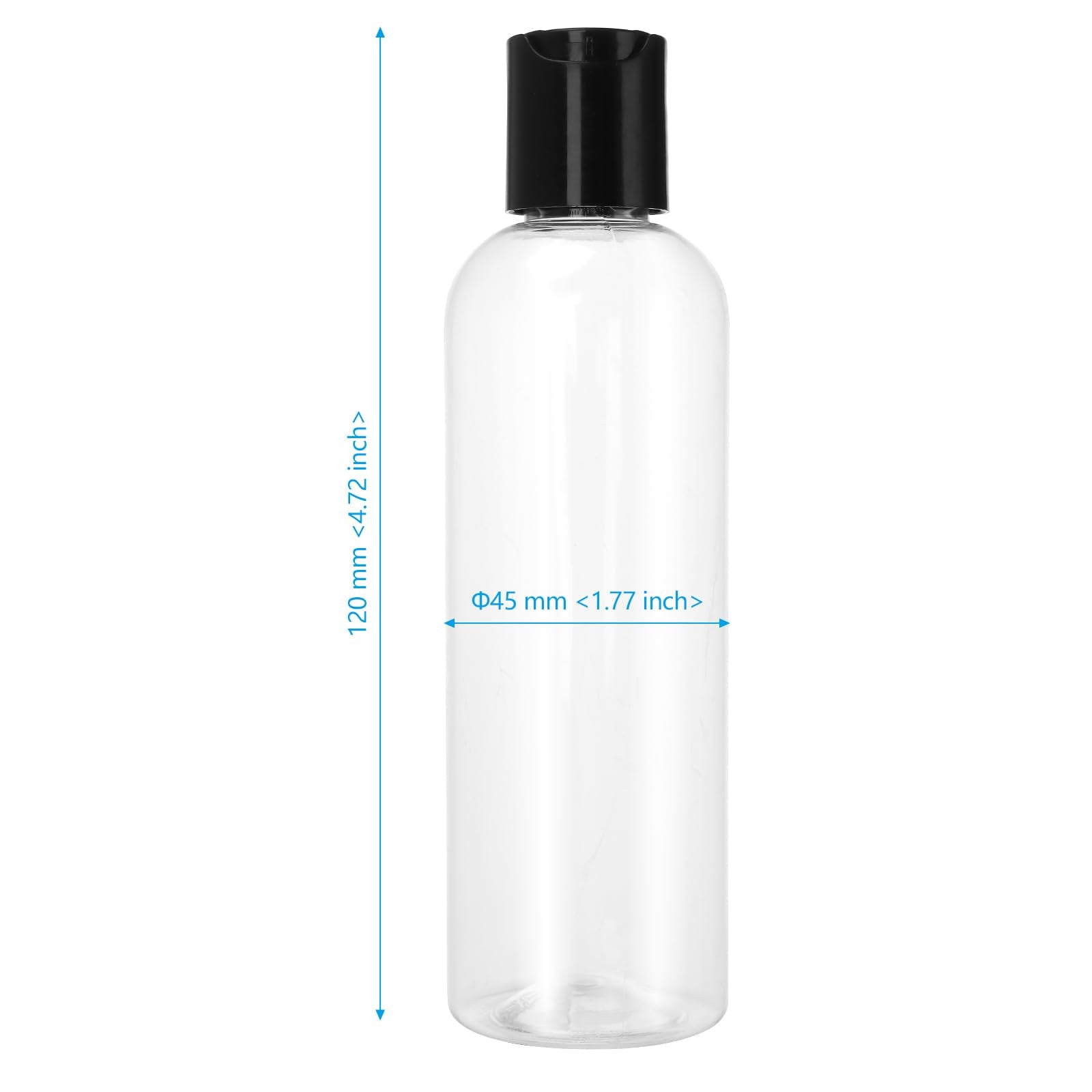 60 PCS 4oz Clear Plastic Empty Bottles, Squeezable Travel Containers with Black Disc Cap, Refillable Empty Lotion Bottles for Sh