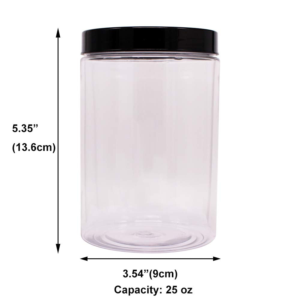 zmybcpack 8 Pack 25 oz Plastic Jars With Lids  Extra Labels  1 Pen  Clear PET Seal Jar for Food Storage Wide Opening Storage jar For Dry Food  Peanut  Powder  Kitchen & Craft Storage