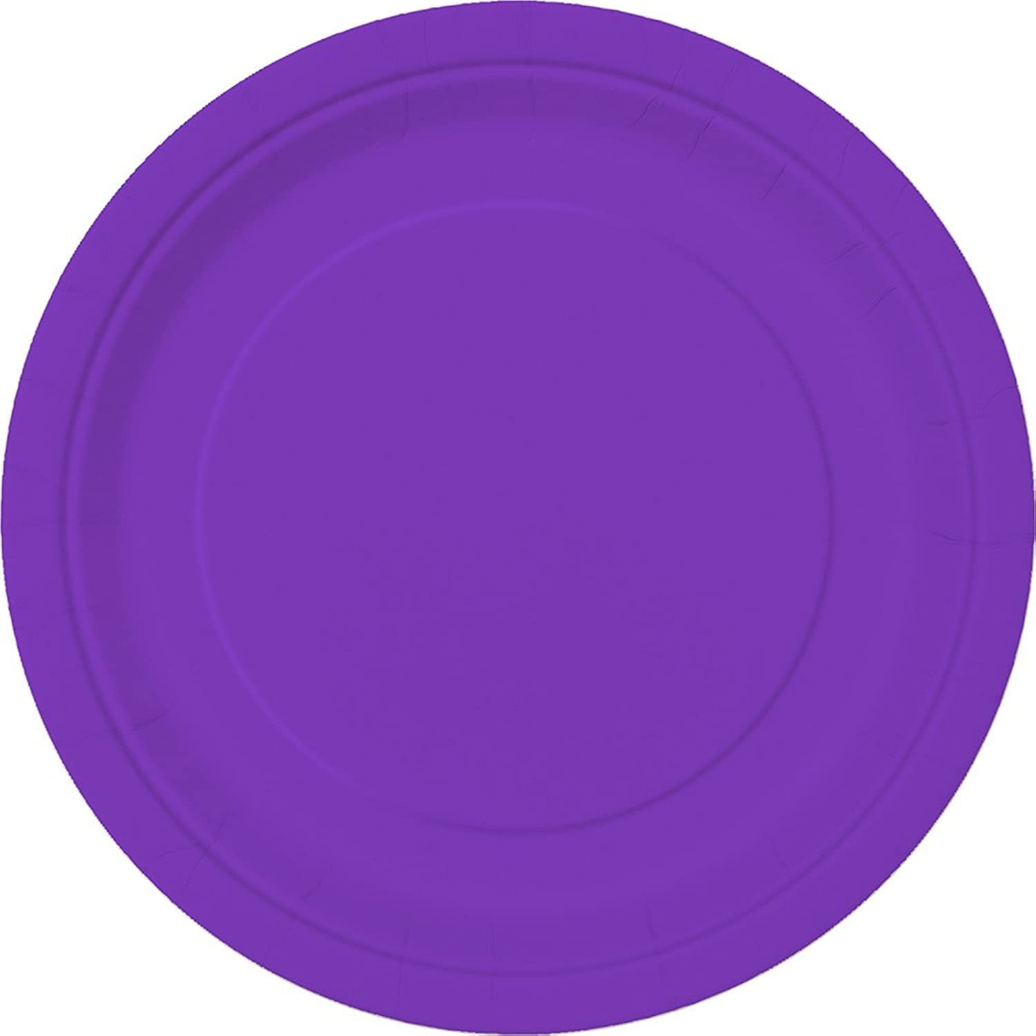 Unique Round Dessert Paper Plates, 7'', Neon Purple