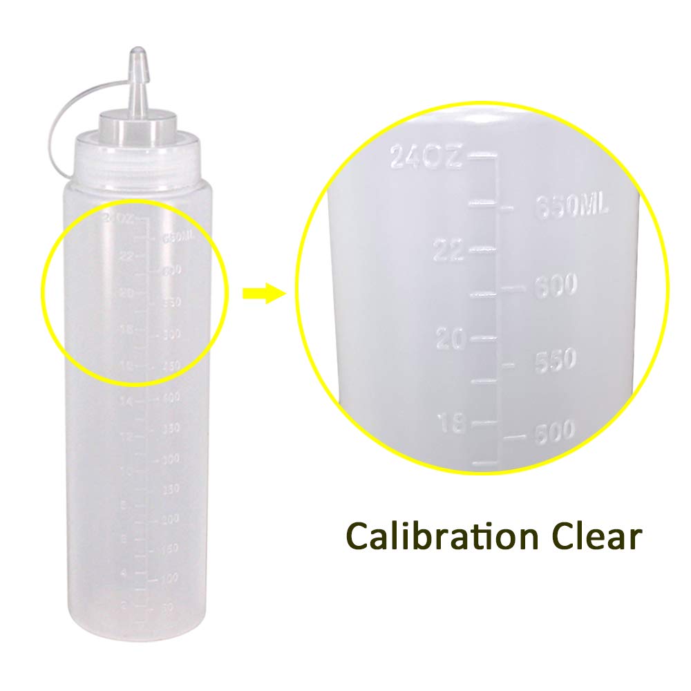 Belinlen 8 Pack 24 Oz Plastic Squeeze Squirt Condiment Bottles With Twist On Cap Lids - Perfect For Condiments, Oil, Icing, Liqu