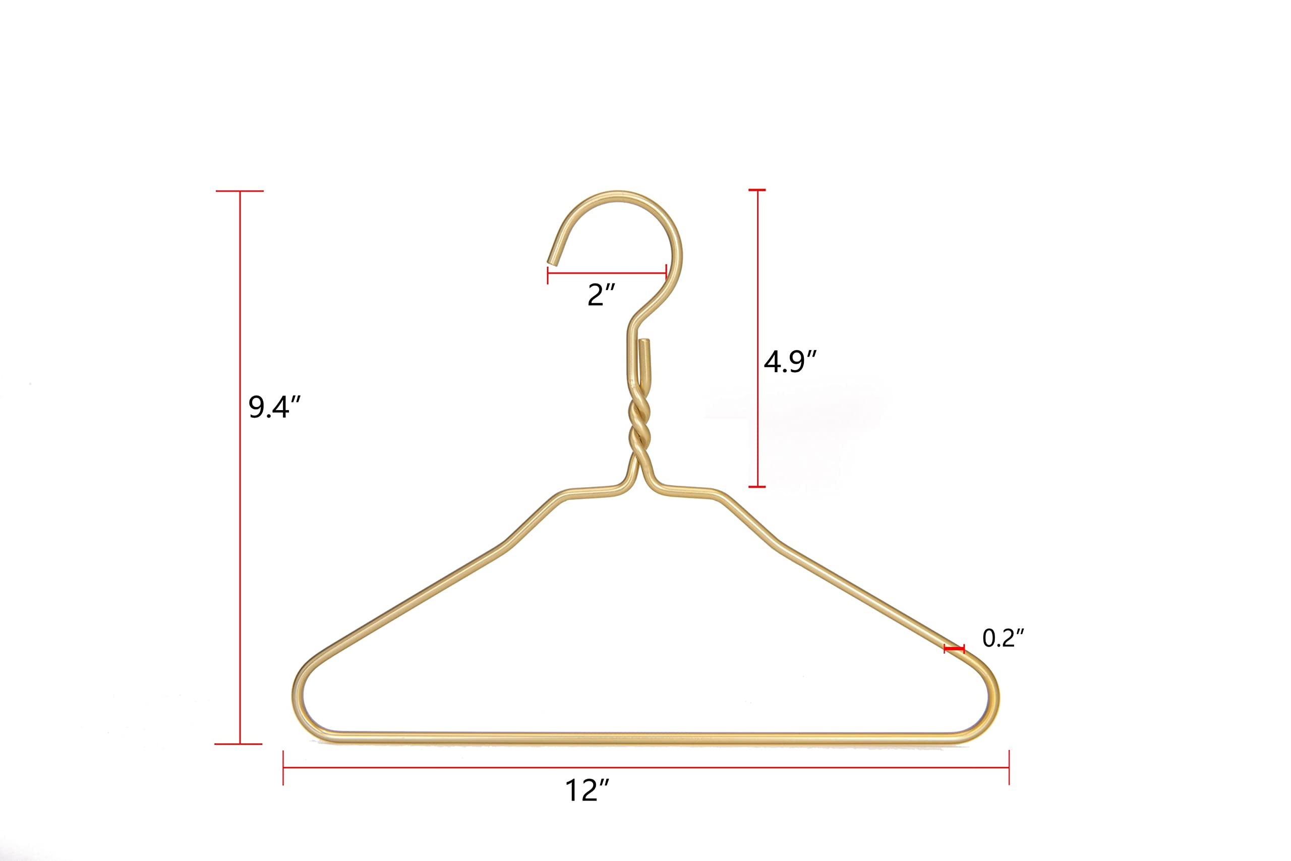 Beautiful 10 Gold Aluminum Kids Metal Suit Hangers Heavy Duty Coat Hangers For Children (12'' Kids/Toddlers Size - Aluminum)