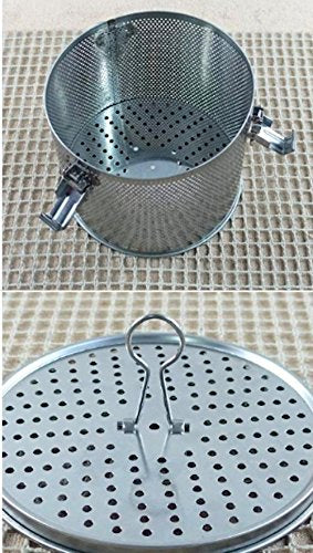 Minecook Commercial Grade D 6.3'' X H 5.3'' Genuine Stainless Steel 18/8 Perforated Tall Strainer - One Touch Lock System - Restaurant & Home Use - Extra Large