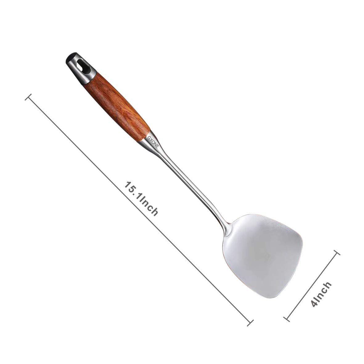Chinese Wok Spatula, 304 Stainless Steel Spatula With Heat Resistant Wooden Handle Wok Utensils,Silver/15.7Inch