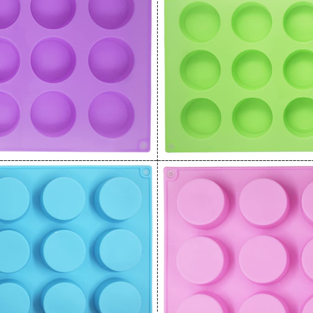 4 Psc Cylinder Silicone Molds, Senhai 15 Hole Silicone Molds For Chocolate Cake Candy Soap Muffins Brownie Pudding Baking