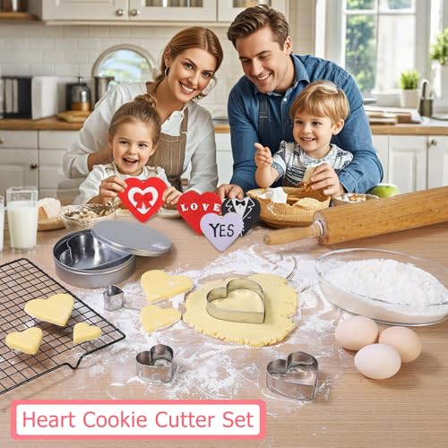 Heart Cookie Cutter Set - 5 Pcs Love Shaped Cookie Molds For Valentines Day Holiday Birthday Party - Stainless Steel (4.21 3.4