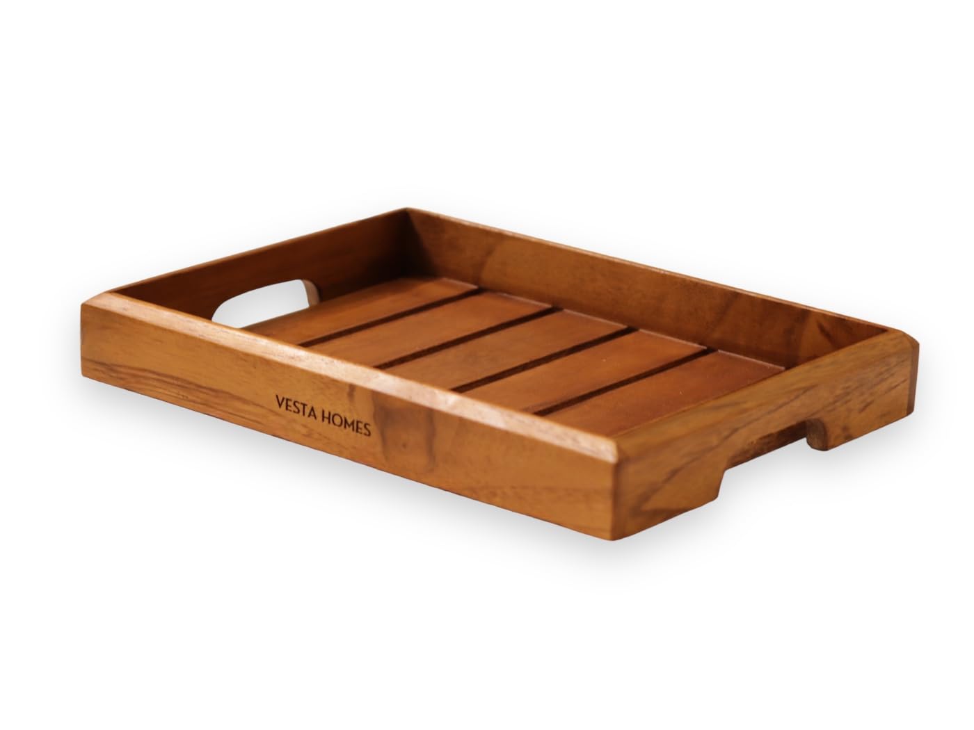 Vesta Homes Medium Teak Wood Serving Tray For Home, Kitchen, Breakfast, Restaurant, Office Organizer, Dining Table | Premium Woo