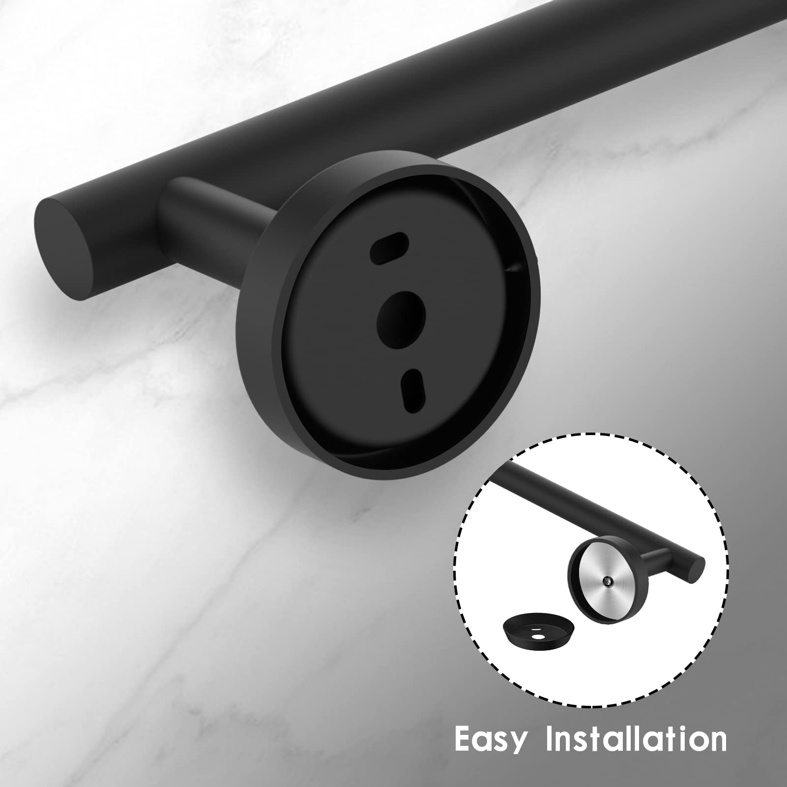 Newfun 16 Inch Matte Black Bathroom Towel Bar,2Pcs Towel Racks For Bathroom Rod Classic Sus304 Stainless Steel Bathroom Towel Ho