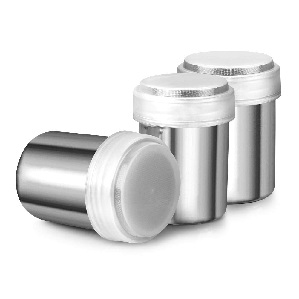 Accmor 3Pcs Powdered Sugar Shaker Duster, Cinnamon Shaker Flour Sifter, 10Oz Stainless Steel Fine Mesh Dredges Shakers For Cinna