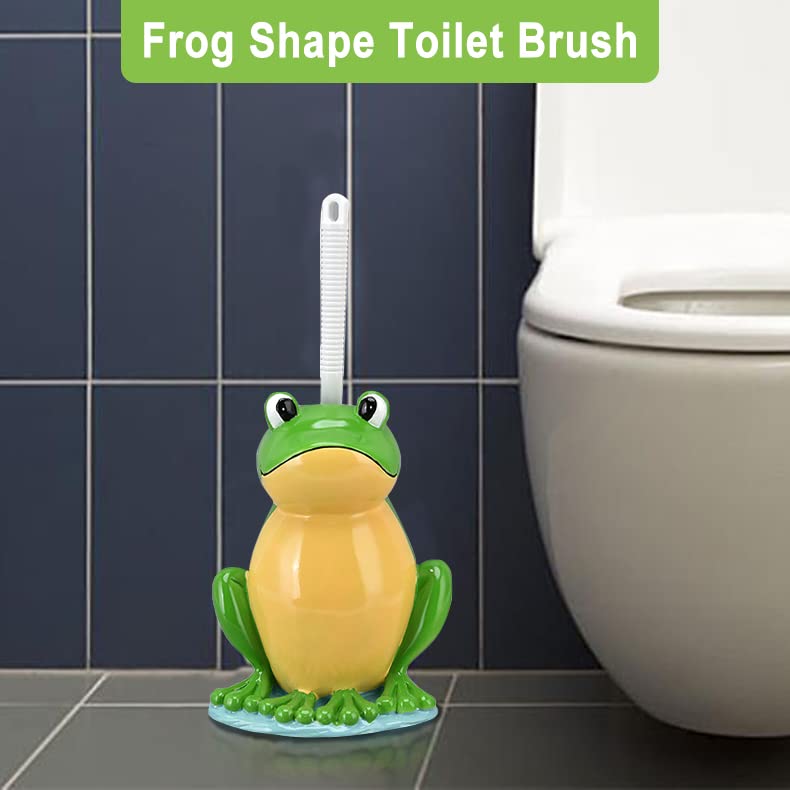 Toilet Brush With Ventilated Drying Holder,Flexible Toilet Bowl Brush Head With Silicone Bristles,Frog Shaped Toilet Brush, Comp