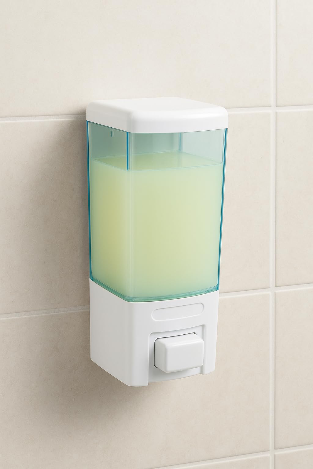 Bath Guru Abs Plastic Manual Push Wall-Mounted Liquid Soap Dispenser For Wash Basin | Bathroom | Kitchen | Restroom, 460Ml, Whit
