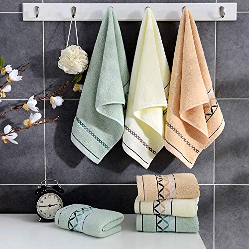 Newraturner 4 Pack Cotton Hand Towels 100% Cotton Face Towels  with Print Super Soft and Highly Absorbent for Bathroom (14 x 30 Inch)(Maoj-4P)