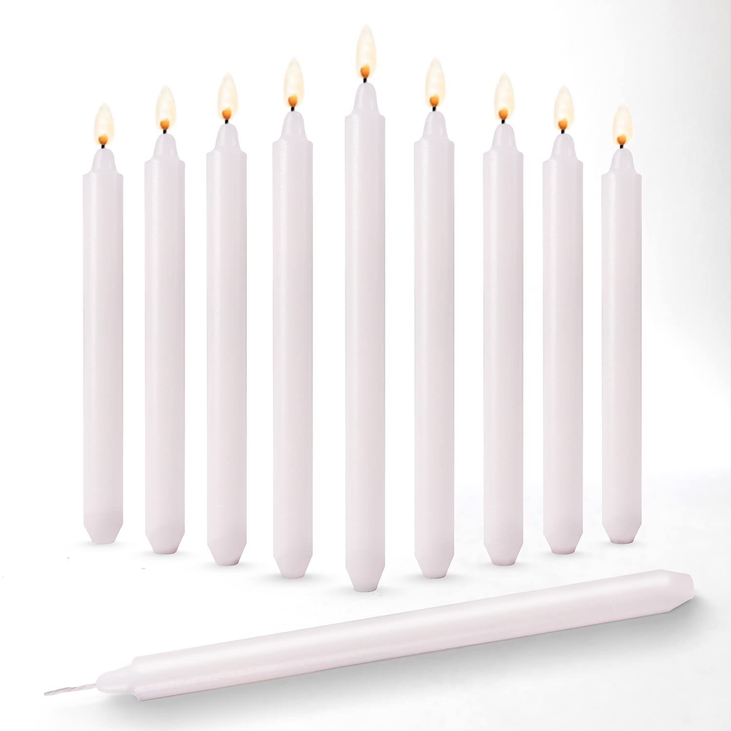 OLEEK Taper 1/2 inch Candles - Pack of 10 Unscented, 8 Inch Tall Candles - 1/2 inch Candles - Taper Candle - 1/2 inch White cand