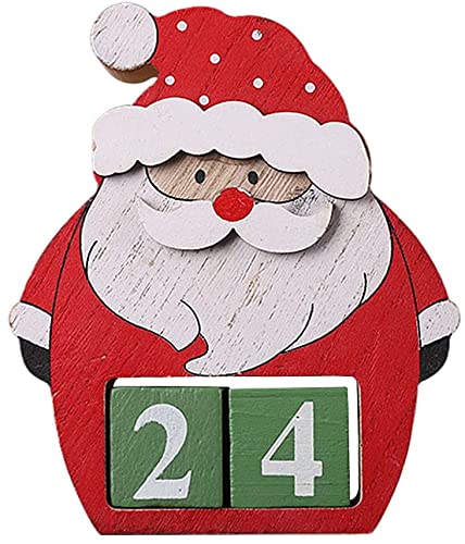 Christmas Wooden Calendar Advent Calendar Blocks Desktop Perpetual Calendar Countdown Calendar for Xmas Home Office Table Orname
