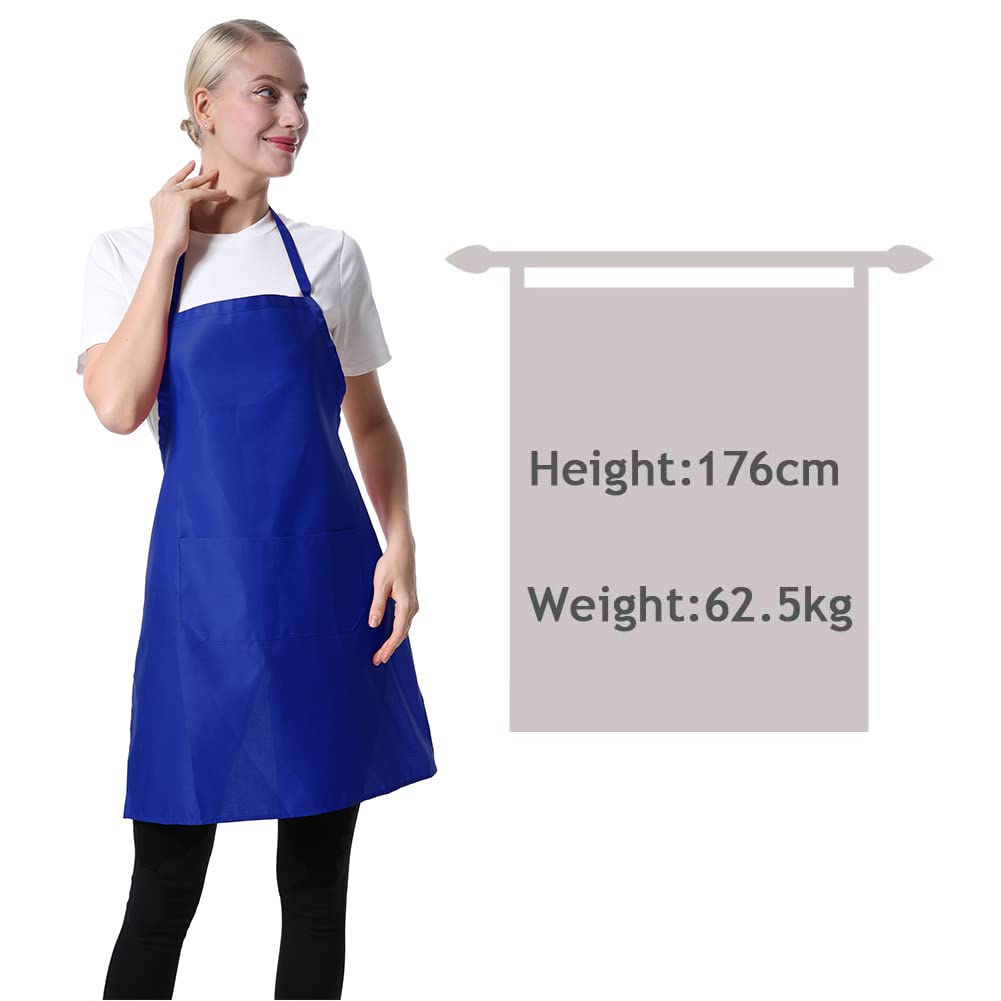TSD STORY Total 15 PCS Dark Blue Bib Aprons Bulk for Women Men with 2 Front Pockets(Dark Blue-15pcs)