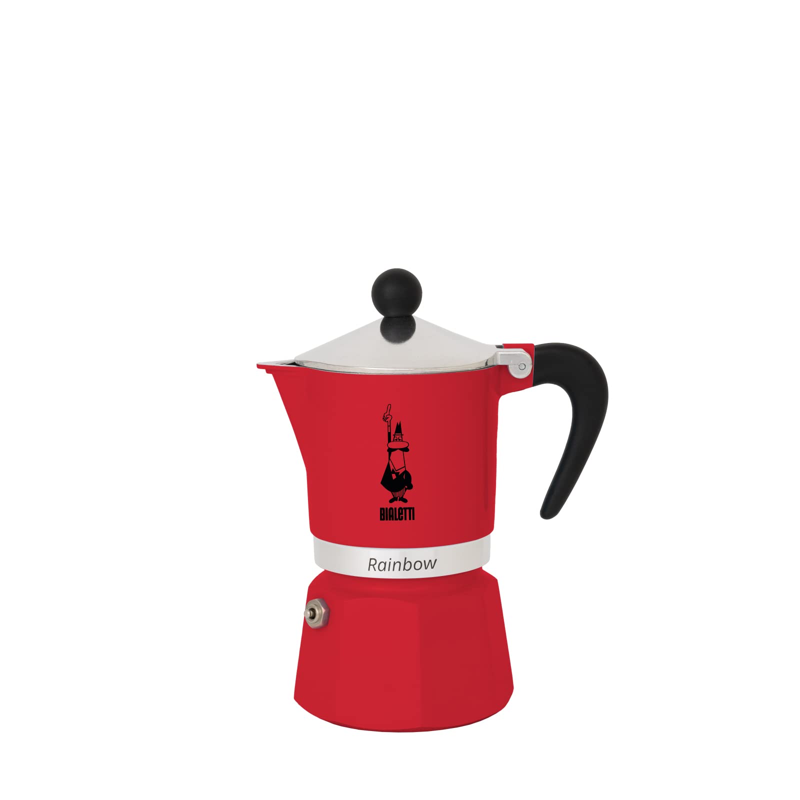 Bialetti - Rainbow: Stovetop Espresso Maker, Moka Pot 3 Cups (43 Oz - 130 Ml), Aluminium, Red