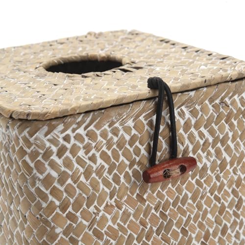 Seagrass Square Tissue Box Cover Woven Napkin Holder Decorative for Bathroom Farmhouse (Whitewash  5.5 x 5.5 x 5.5 Inch)
