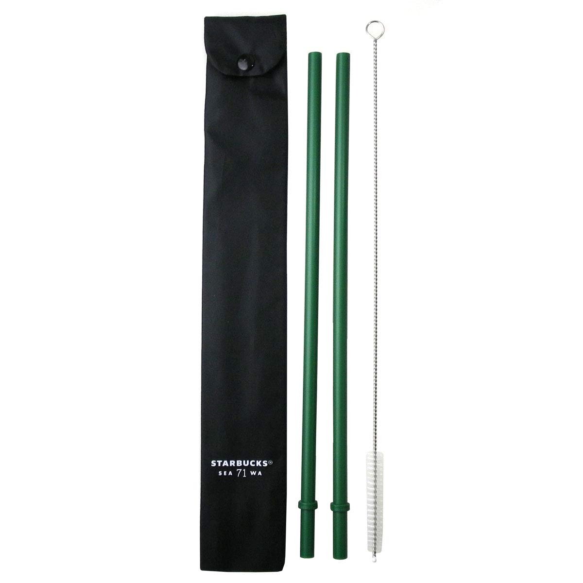 Starbucks Reusable Straws Set - 2 Pcs Venti Size Straws With Cleaning Brush And Pouch