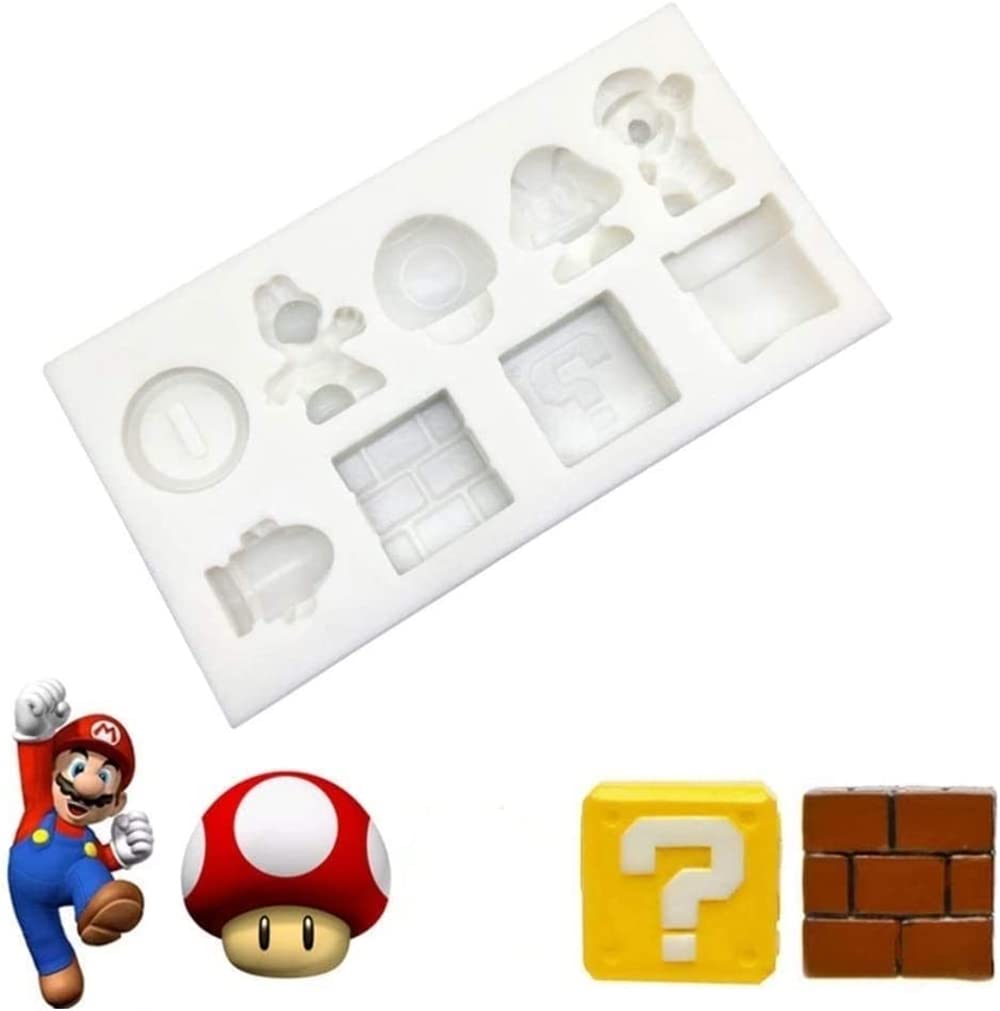 Inku 9-Cavity Super Mario Fondant Molds Silicone Candy Mold, Baking Cake Decorating Mold Tools For Cupcake Chocolate, Ice Cube &