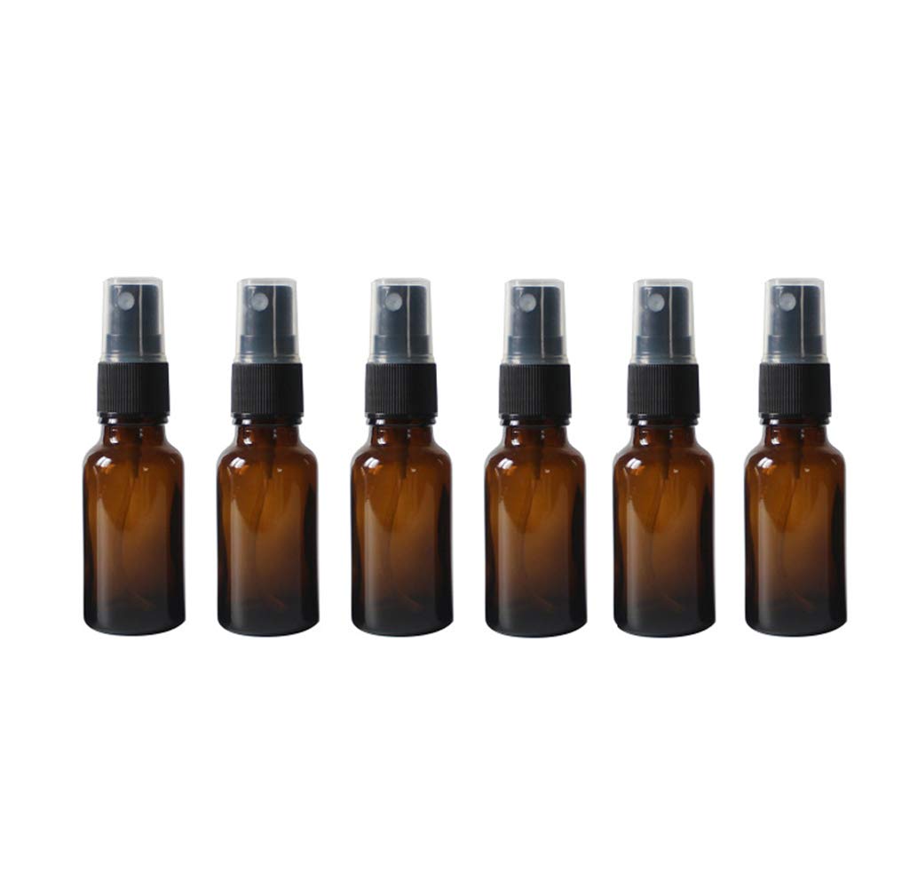 Bamboopack 6Pcs 15Ml/0.5Oz Empty Amber Glass Spray Bottles Refillable Small Fine Mist Spray Bottles Mini Travel Size Container S