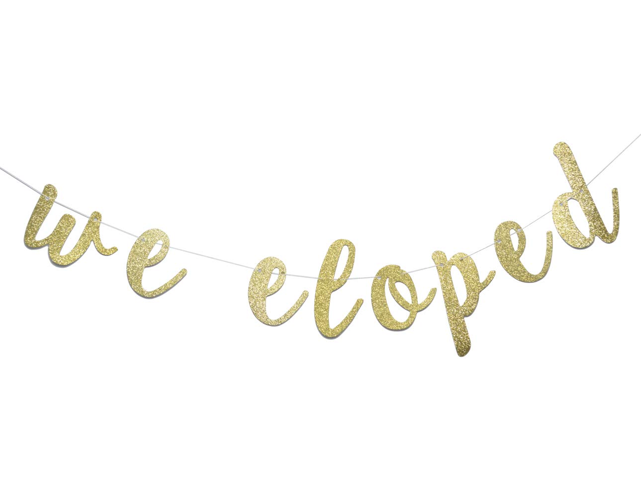 We Eloped Glitter Banner, Bridal Shower, Engagement, Bachelorette,Wedding Announcement Party Photo Props(Gold)