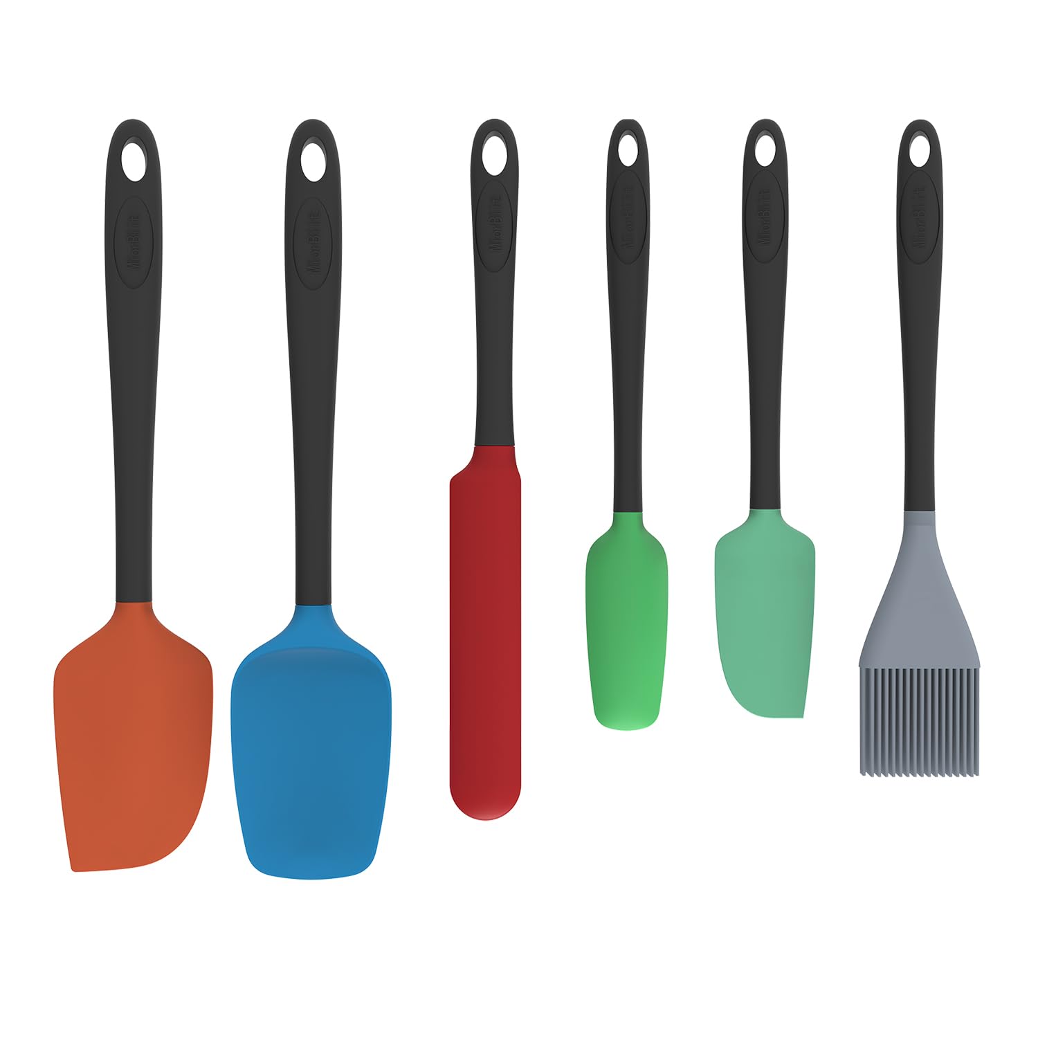 MiorBiit Silicone Spatula Set, 6 Pieces Food Grade Kitchen Utensils with Silicone Brush Heat Resistant Dishwasher Safe BPAfree 