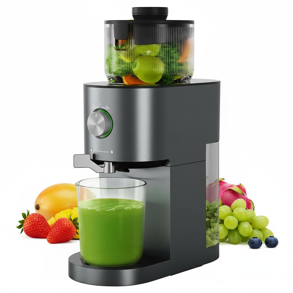 Silonn Slow Masticating Cold Press Juicer Machines, High Juice Yield, Self-Feeding with 5.4    Large Chute for Whole Fruits & Ve
