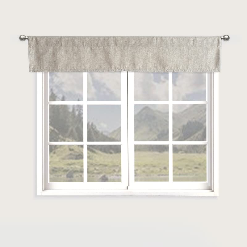 DecoHongDi Valances for Windows Linen Textured Kitchen Curtains and Valances Set,Blackout Valance Curtains for Living Room,Bathr
