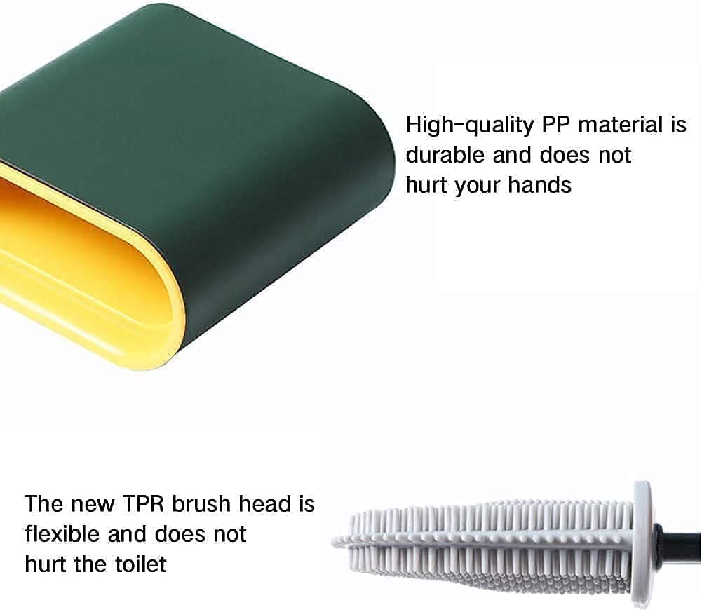 Figment Silicone Water Drop Toilet Brush and Holder Set, Wall Mounted Deep Cleaning Toilet Bowl Brush for Bathroom Toilet Brush