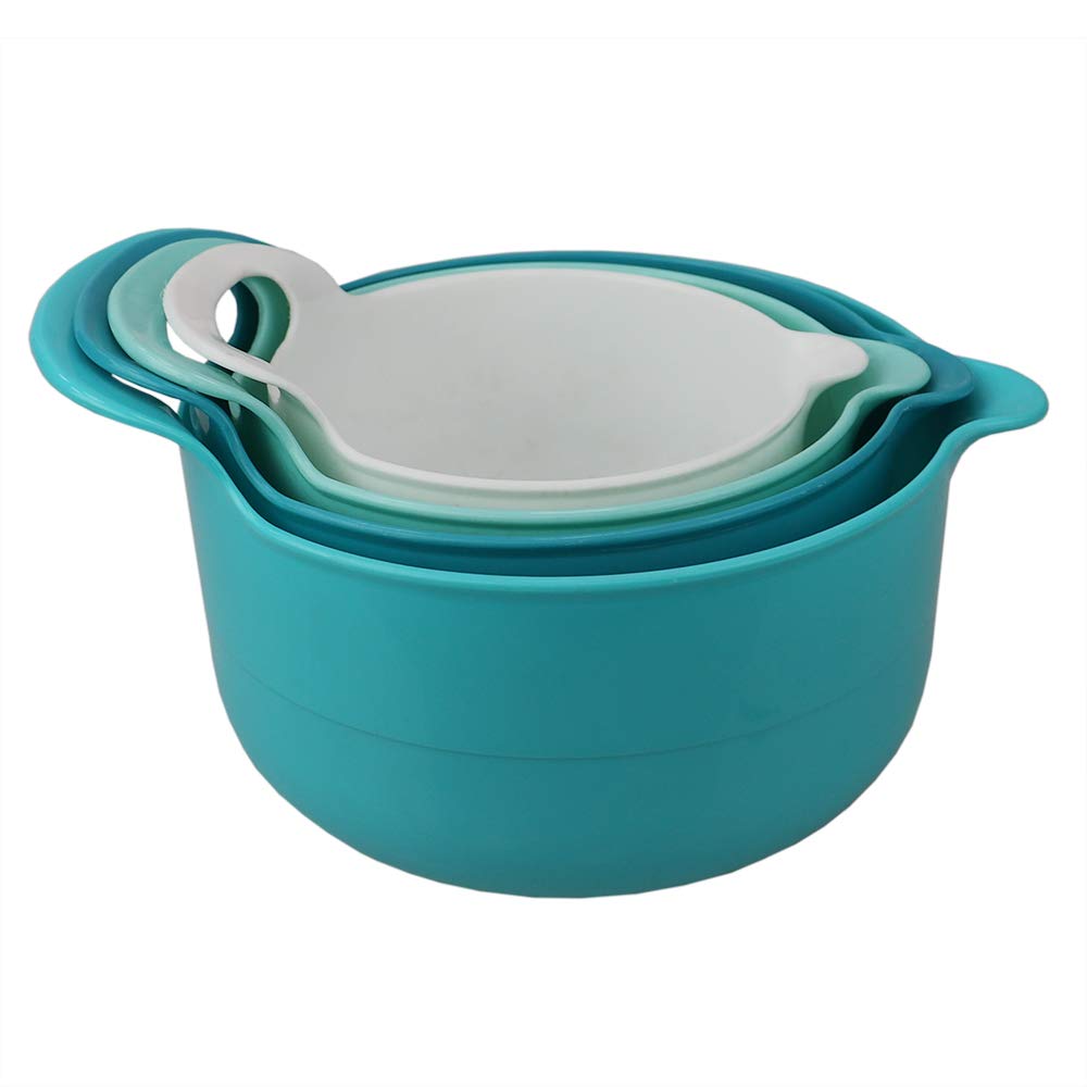 Home Basics Mb37025 Nesting Bowls, 10.75'' X 8.50'' X 6.00'', Blue/Teal/White