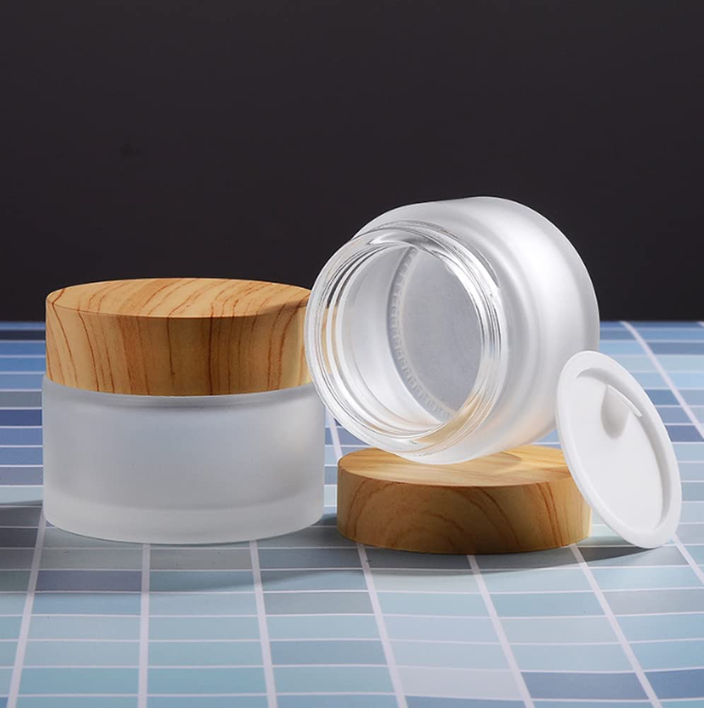 Ericotry 3Pcs 20G/20Ml Empty Refillable Translucent Glass Makeup Cosmetic Face Cream Lip Balm Storage Container Jar Pot Bottle W