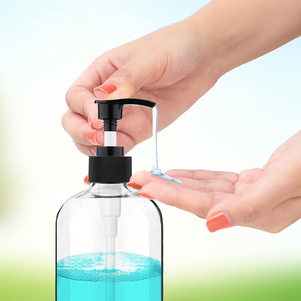 Empty Plastic Pump Bottles Dispenser 4 Pack 16Oz/500Ml Portable Clear Bpa-Free Cylinder Shampoo Lotion Hand Pump Bottle Durable