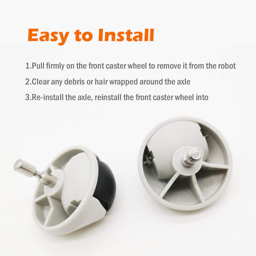 2-Pack Replacement Parts Front Wheel/Caster for Roborock E5 S5 Max S4 Max Vacuum