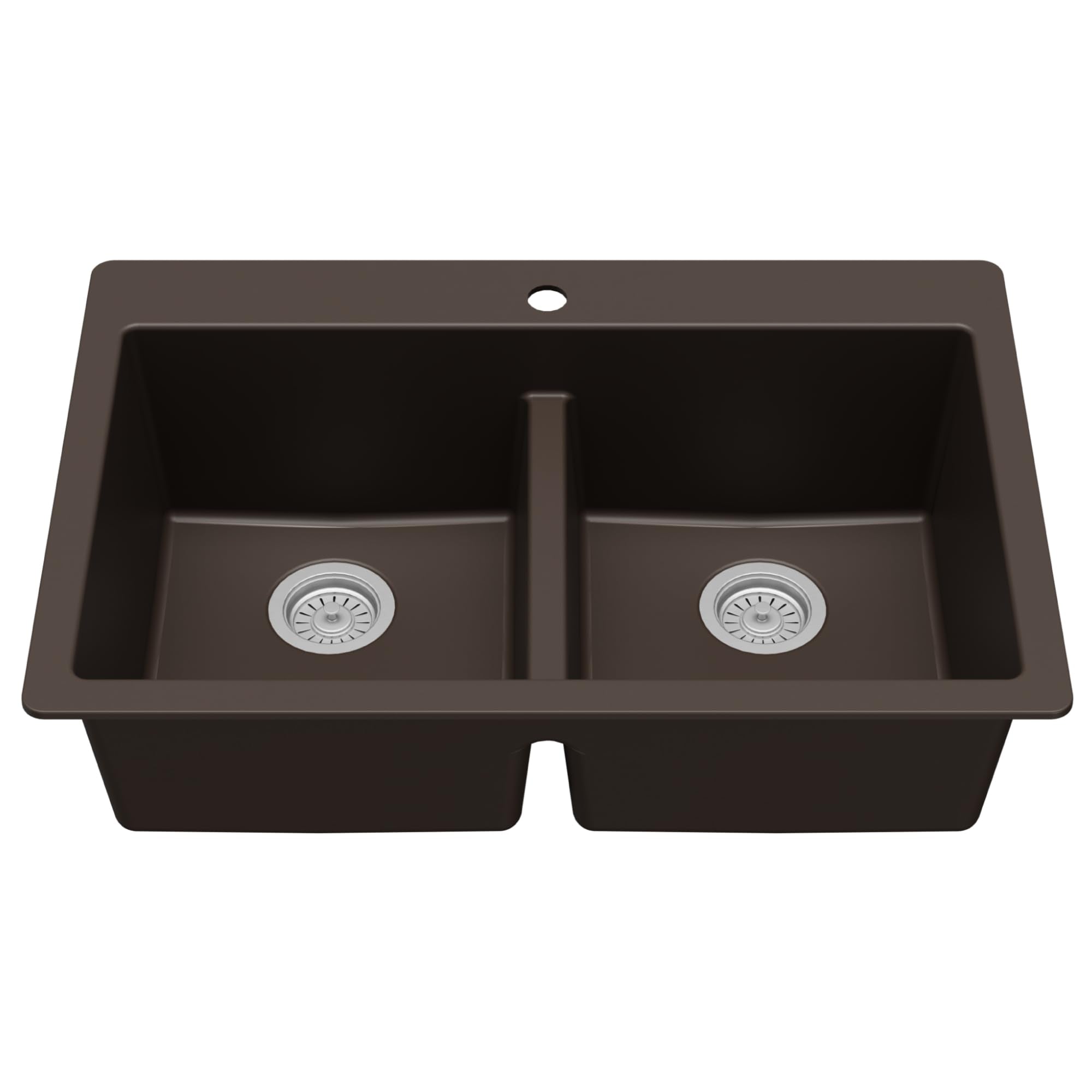 Karran Qt-810 33'' Top Mount Double Equal Bowl Quartz Kitchen Sink In Brown